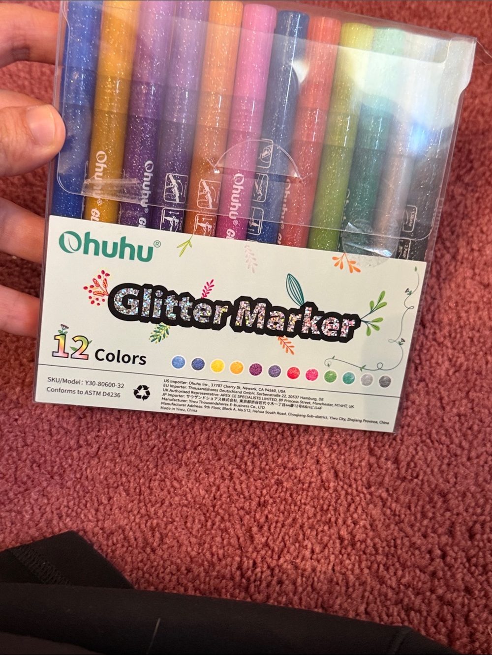 Ohuhu Glitter Marker Set - Assorted Metallic Shades